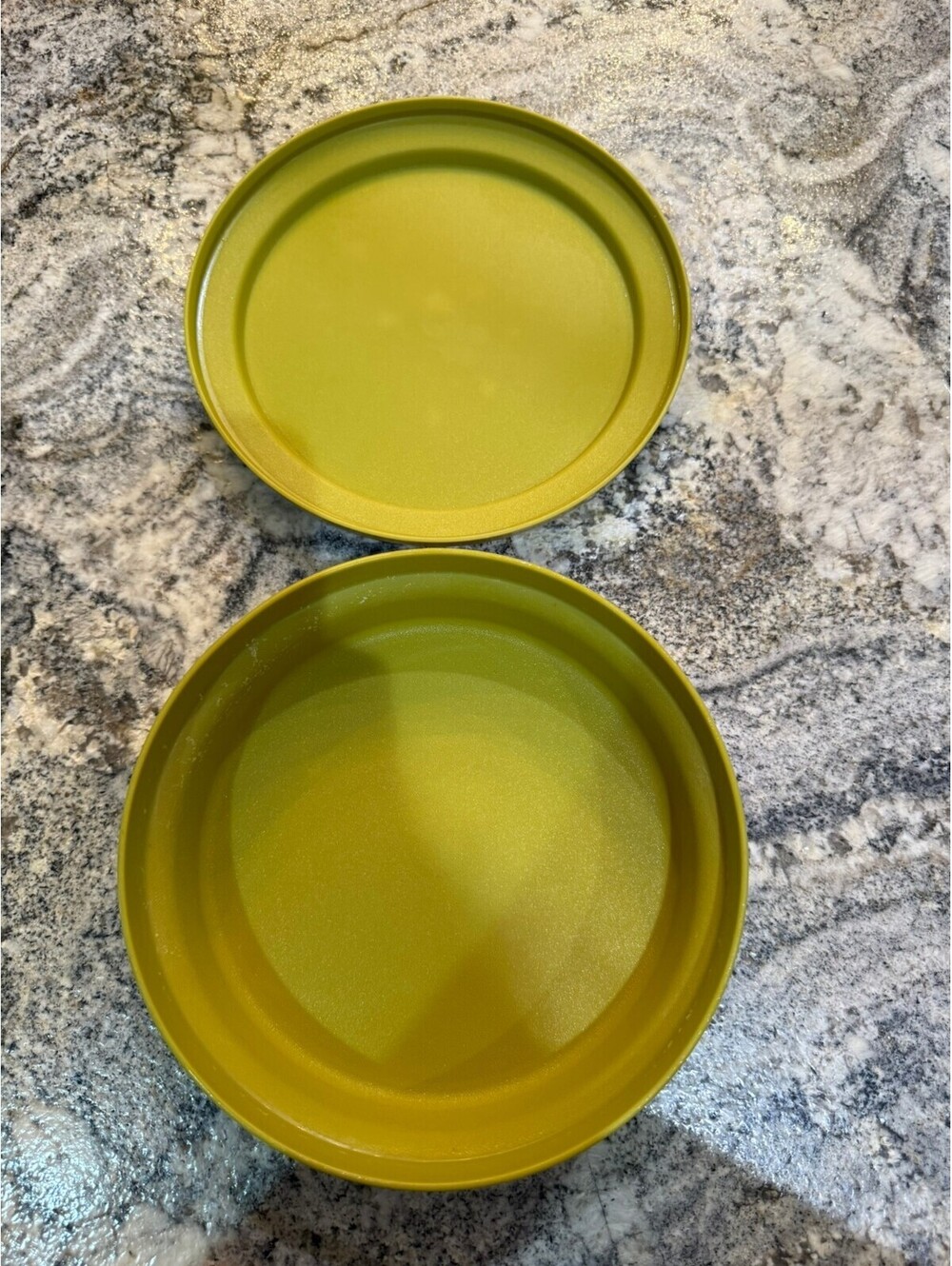 Vintage Tupperware Olive Green Round Container with Lid